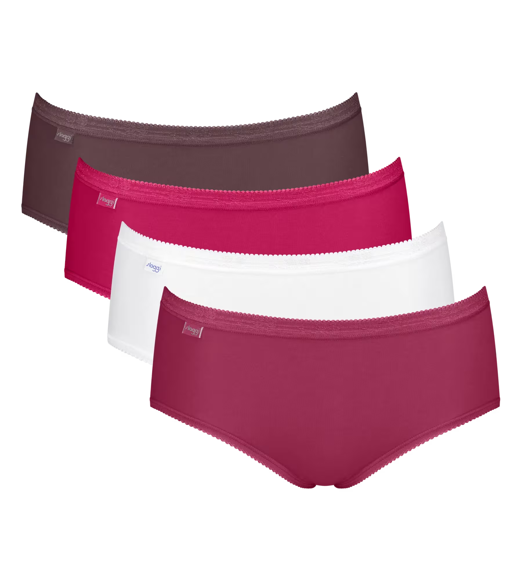 Sloggi 4-pack dames Basic Midi slips - Bordeaux combi