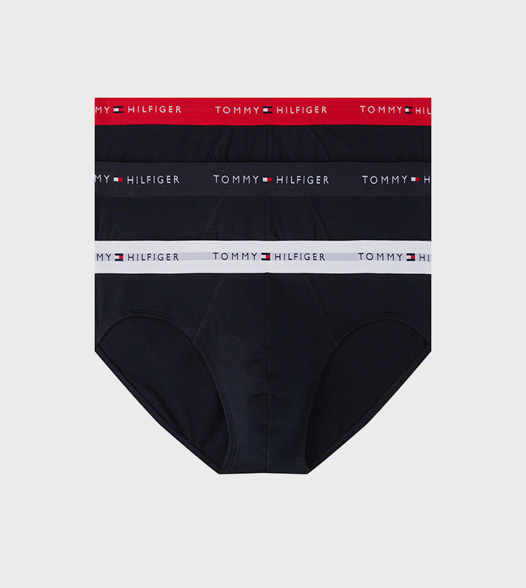 Desert Sky combi | pack | Overzicht 3-pack, desert sky met rode, donkerblauwe en witte band – Tommy Hilfiger 3-pack heren slips met logoband - Brief