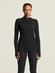 Zwart | voor | Vooraanzicht op model, zwart – Craft thermoshirt dames lange mouw - Thermal Baselayer