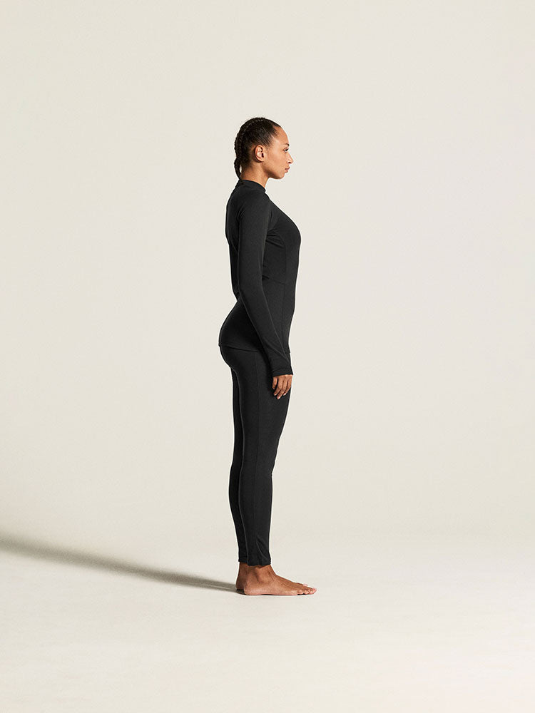 Zwart | zij | Zijaanzicht op model, zwart – Craft thermobroek dames - Thermal Baselayer