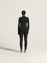 Zwart | achter | Achteraanzicht op model met shirt, zwart – Craft thermobroek dames - Thermal Baselayer