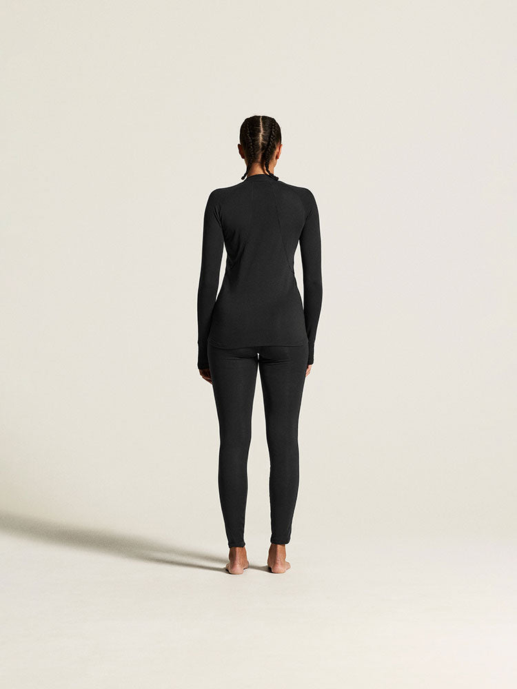 Zwart | achter | Achteraanzicht op model met shirt, zwart – Craft thermobroek dames - Thermal Baselayer