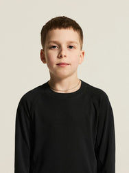 Zwart | detail | Detail hals, zwart – Craft thermoset kinderen shirt en broek - Thermal Baselayer