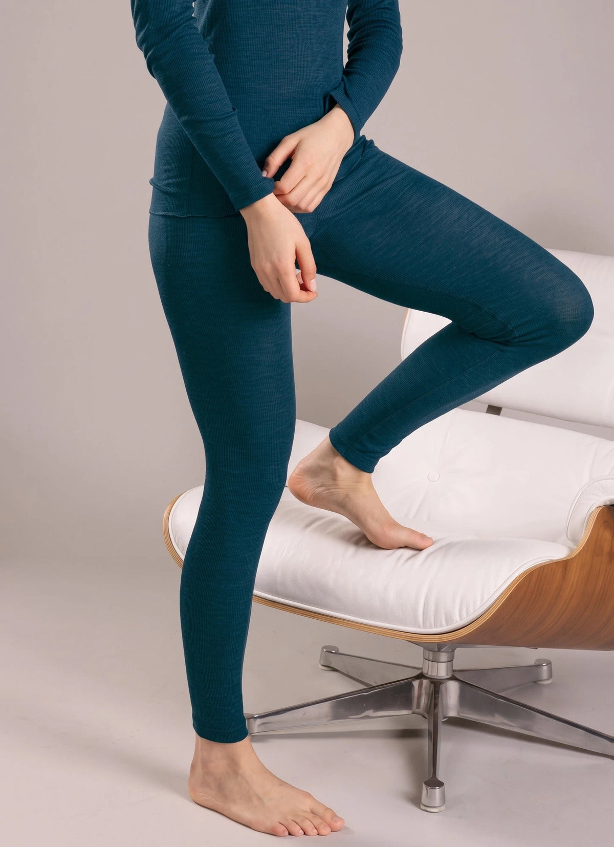 Blauw | voor | Vooraanzicht, blauw – Nina von C dames Wollen legging / Thermo broek
