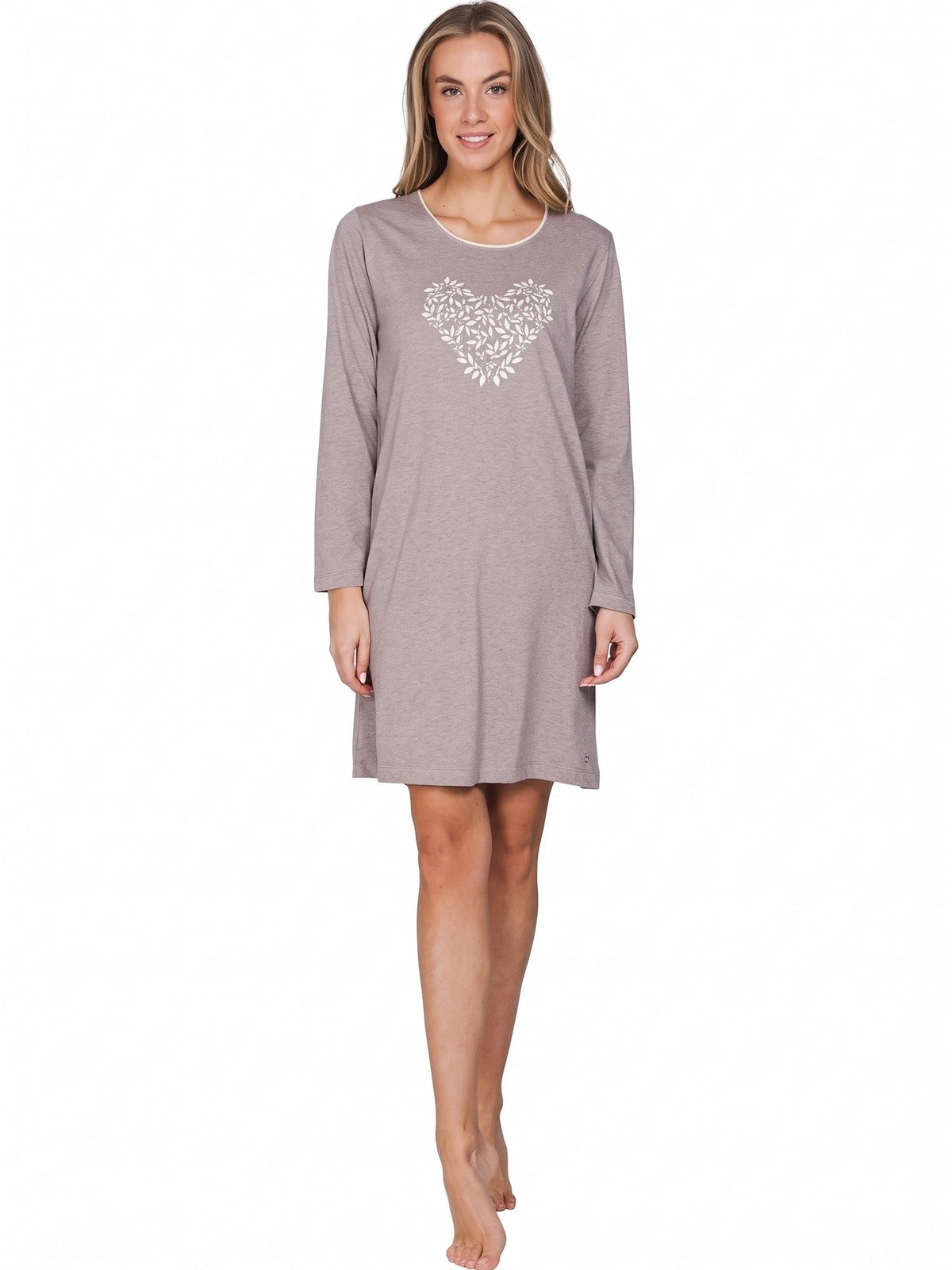 Pastunette dames nachthemd lange mouw - Pastel Leaves