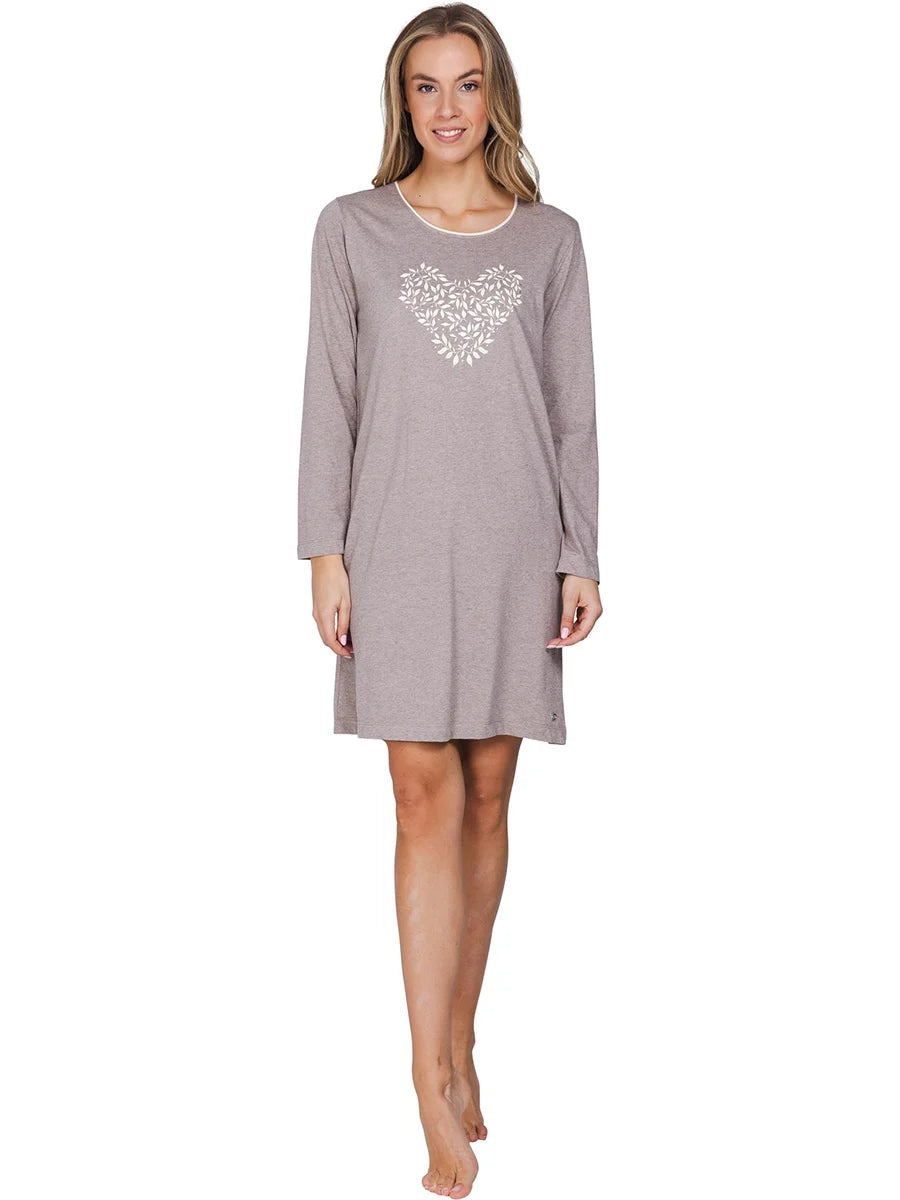 Pastunette dames nachthemd lange mouw - Pastel Leaves