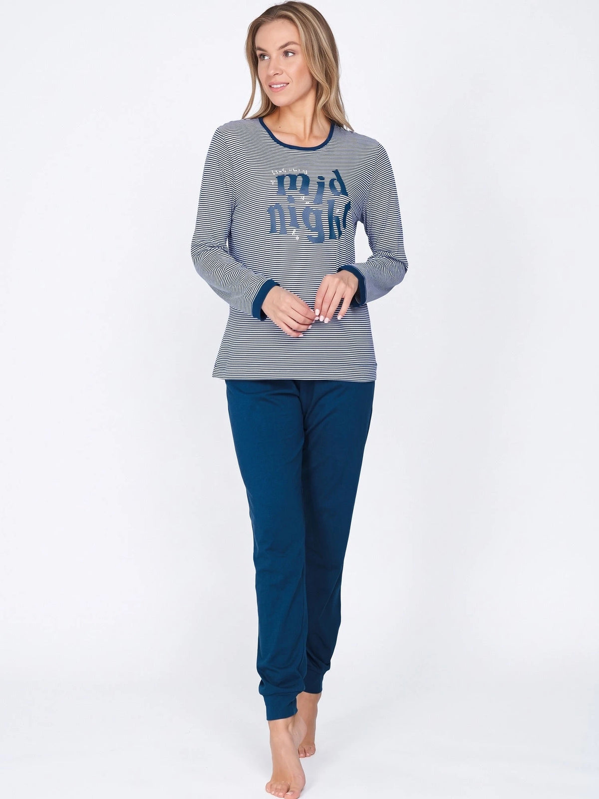 Rebelle Dames Pyjama katoen met lange mouwen - Mid night
