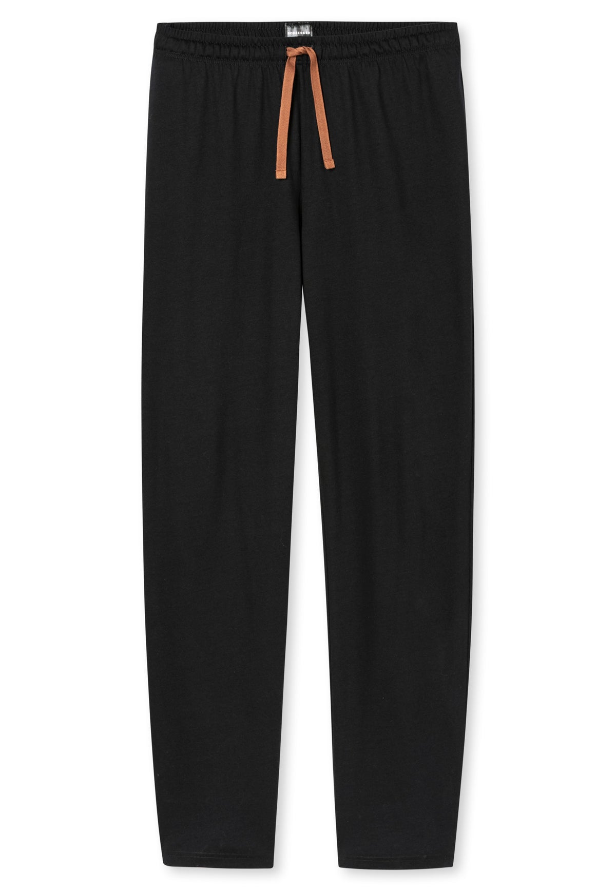 Zwart | packshot | Packshot broek met strikkoord, zwart – Schiesser katoenen heren pyjama lange mouw - Zwart - Casual Nightwear