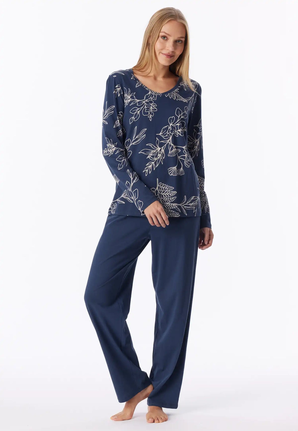 Schiesser katoenen dames pyjama - Admiraal - Comfort Essentials