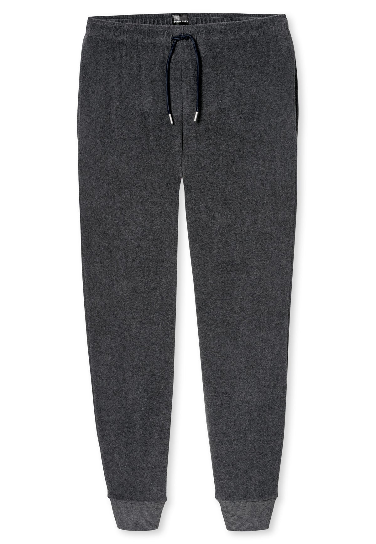 Faded Denim | packshot | Packshot broek met strikkoord, donkergrijs – Schiesser badstof heren pyjama met boordjes - Faded Denim - Casual Nightwear