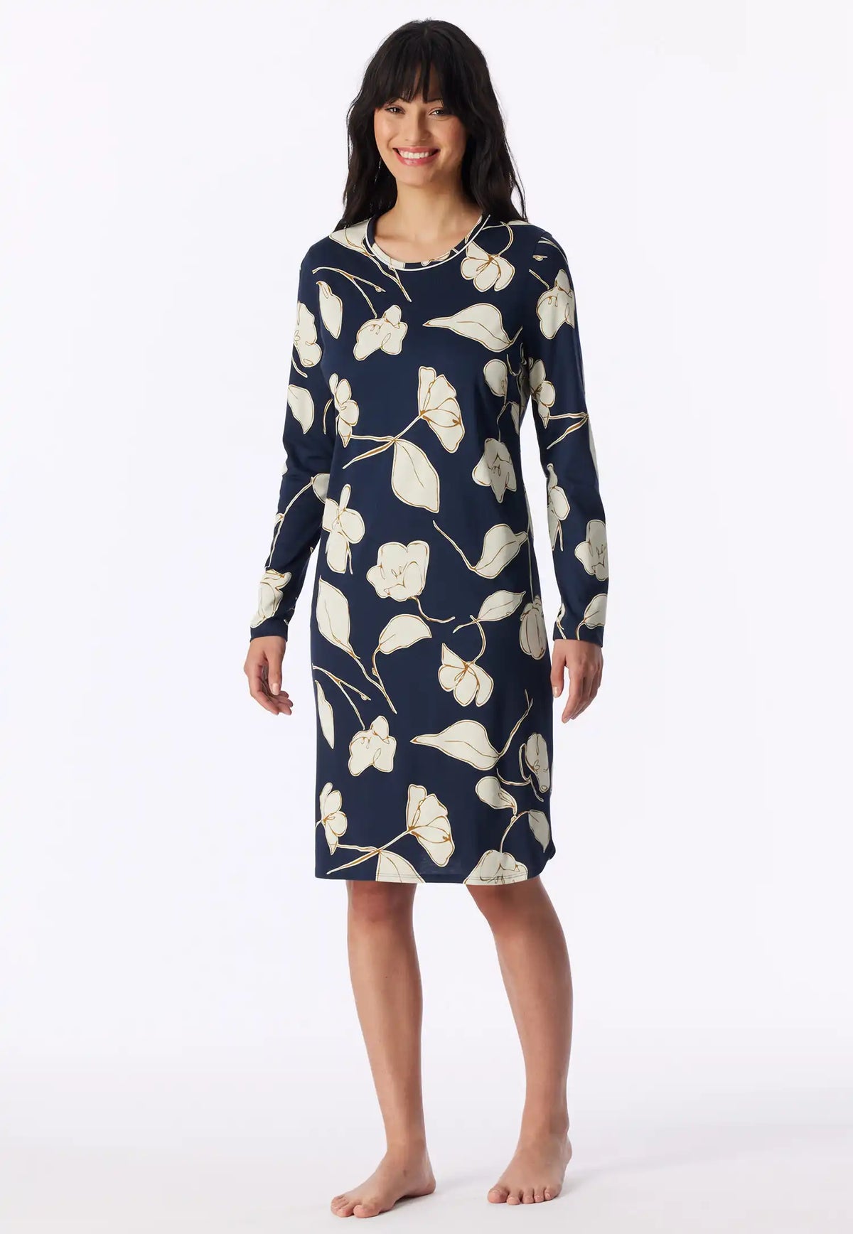 Schiesser Dames Nachthemd lange mouw - Modal - Deep Blue Sea