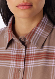 Multicolor | detail | Detail kraag en knoopsluiting, ruit – Schiesser flanellen dames pyjama met knoopsluiting - Ruit - Selected! Premium