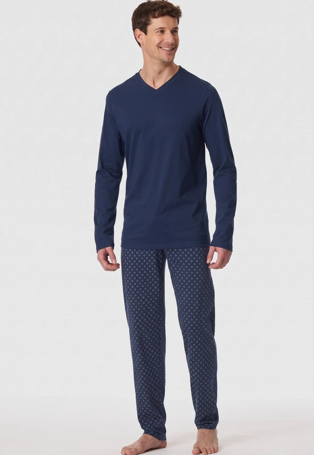 Schiesser heren pyjama Katoen - Admiraal