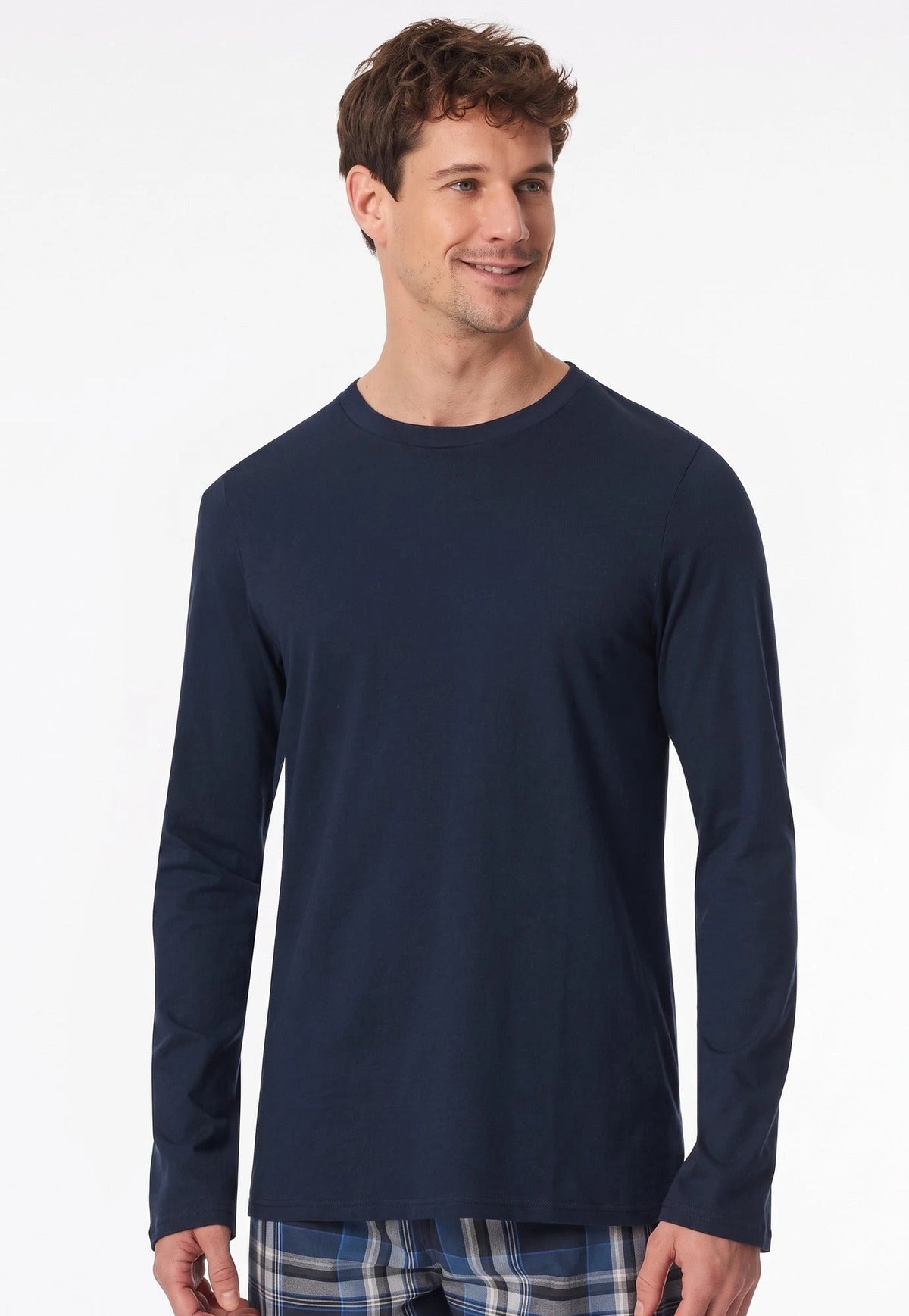 Schiesser heren pyjamashirt lange mouw - katoen