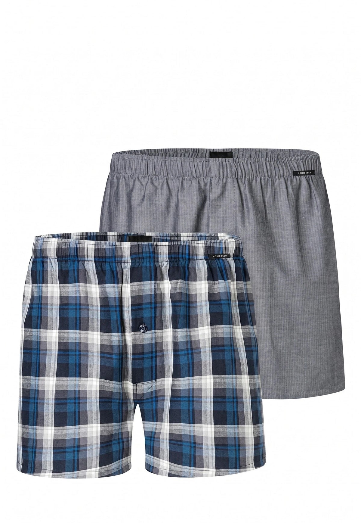 Schiesser 2-Pack heren wijde boxershort katoen woven - Royal