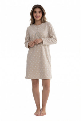 Cocodream fleece dames nachthemd lange mouw - Hug