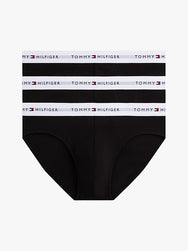 Black | pack | Overzicht 3-pack, zwart met witte band – Tommy Hilfiger 3-pack heren slips met logoband - Brief