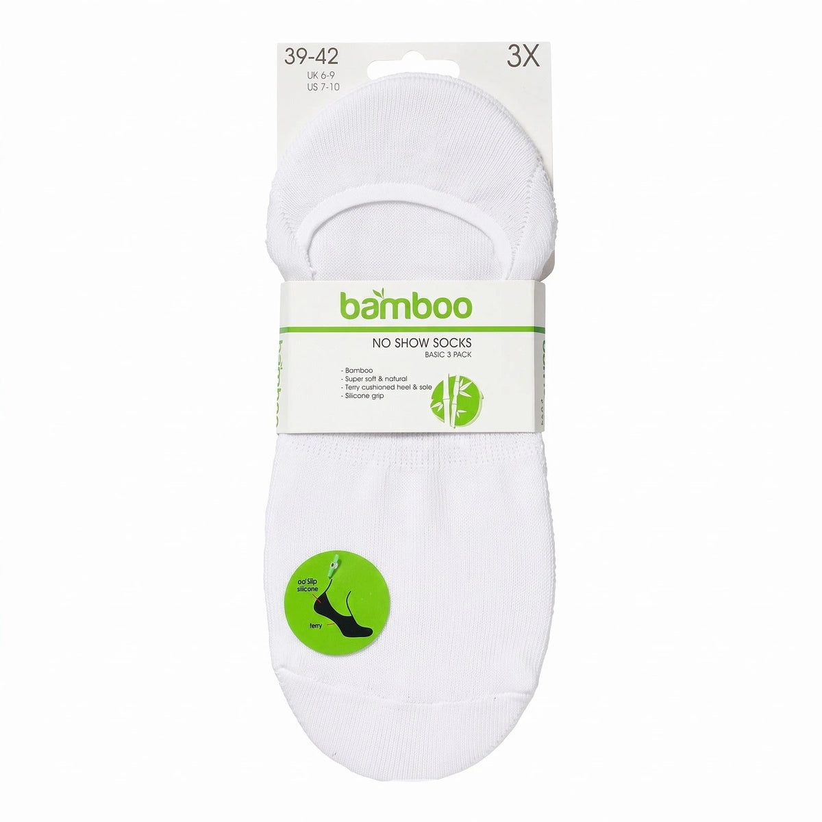 Apollo Apollo 3-paar invisible Footies bamboe - Anti slip
