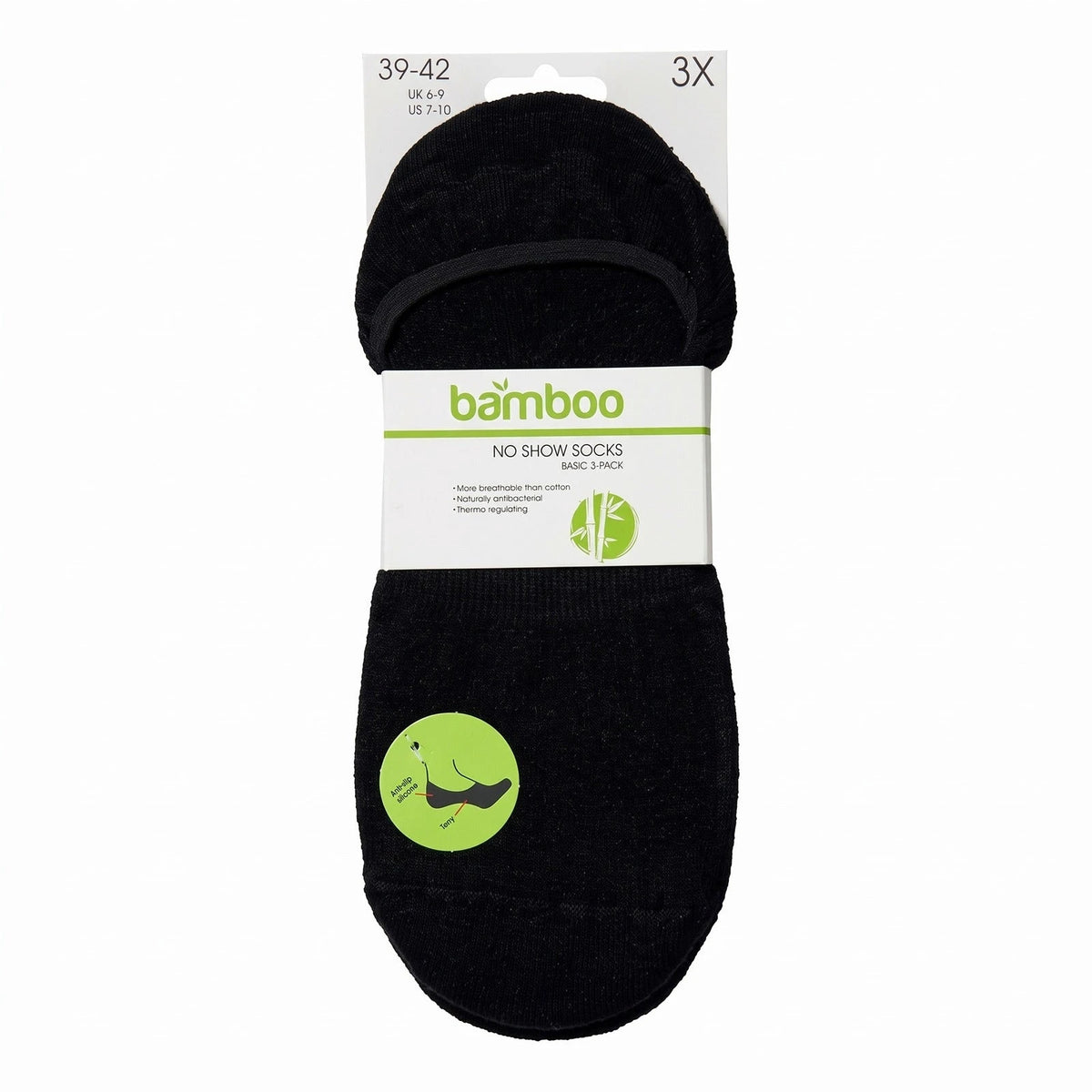 Apollo Apollo 3-paar invisible Footies bamboe - Anti slip