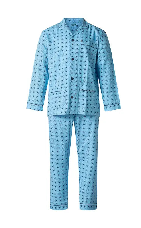 Arend Gentlemen flanellen heren pyjama - 9443 - Blauw