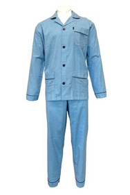 Arend Gentlemen flanellen heren pyjama - Geruwd - Lichtblauw