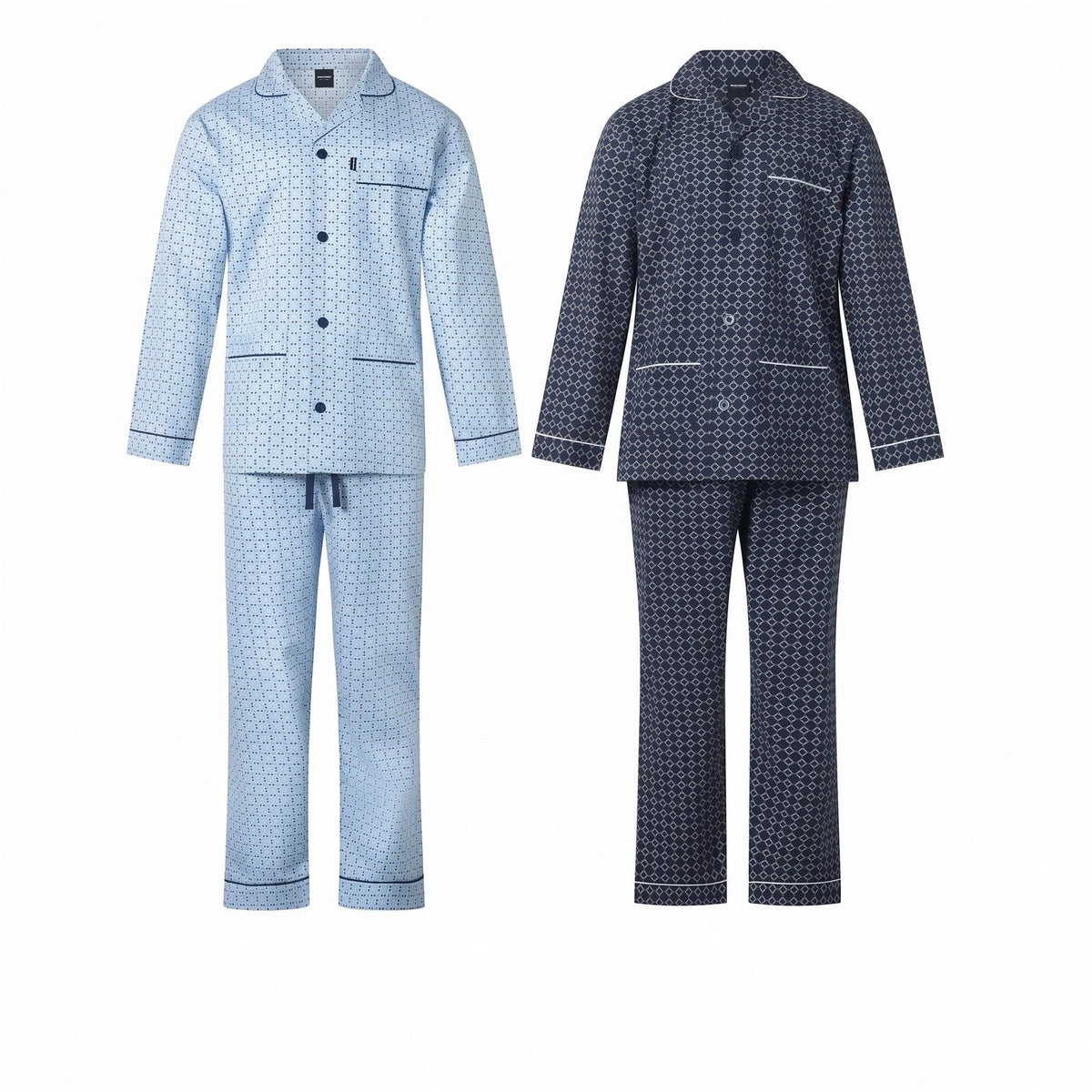 Arend Gentlemen katoenen heren pyjama met knoopsluiting - Blauw