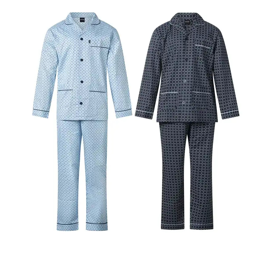 Arend Gentlemen katoenen heren pyjama met knoopsluiting - Blauw