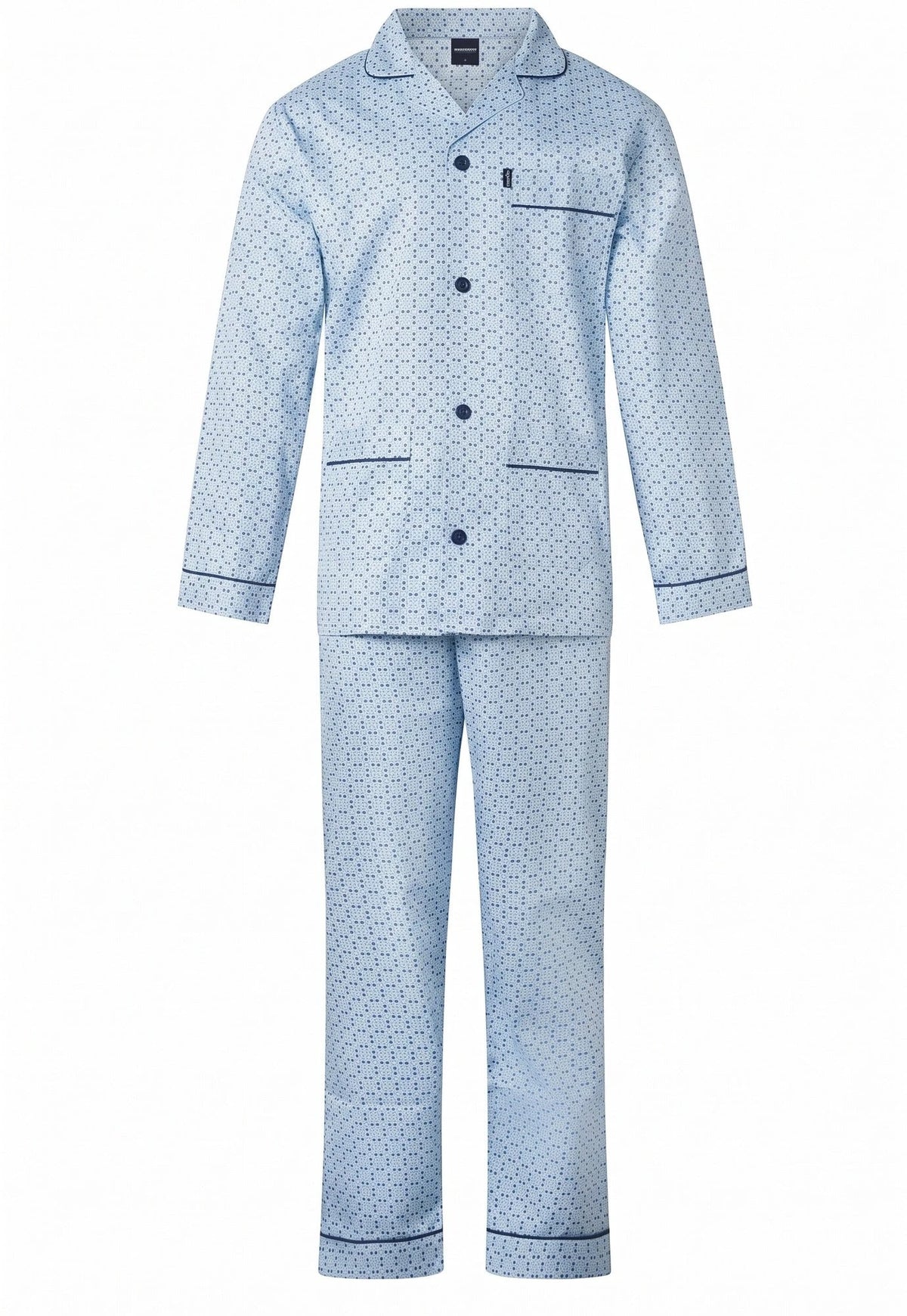 Arend Gentlemen katoenen heren pyjama met knoopsluiting - Blauw