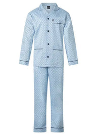 Arend Gentlemen katoenen heren pyjama met knoopsluiting - Blauw