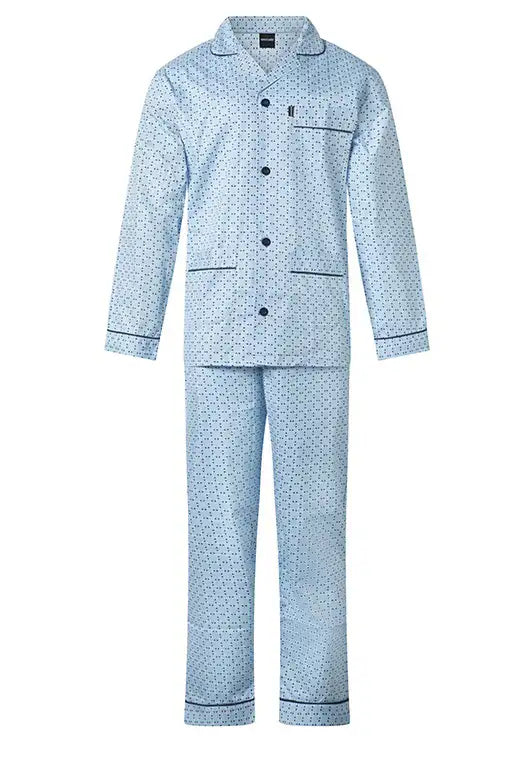 Arend Gentlemen katoenen heren pyjama met knoopsluiting - Blauw