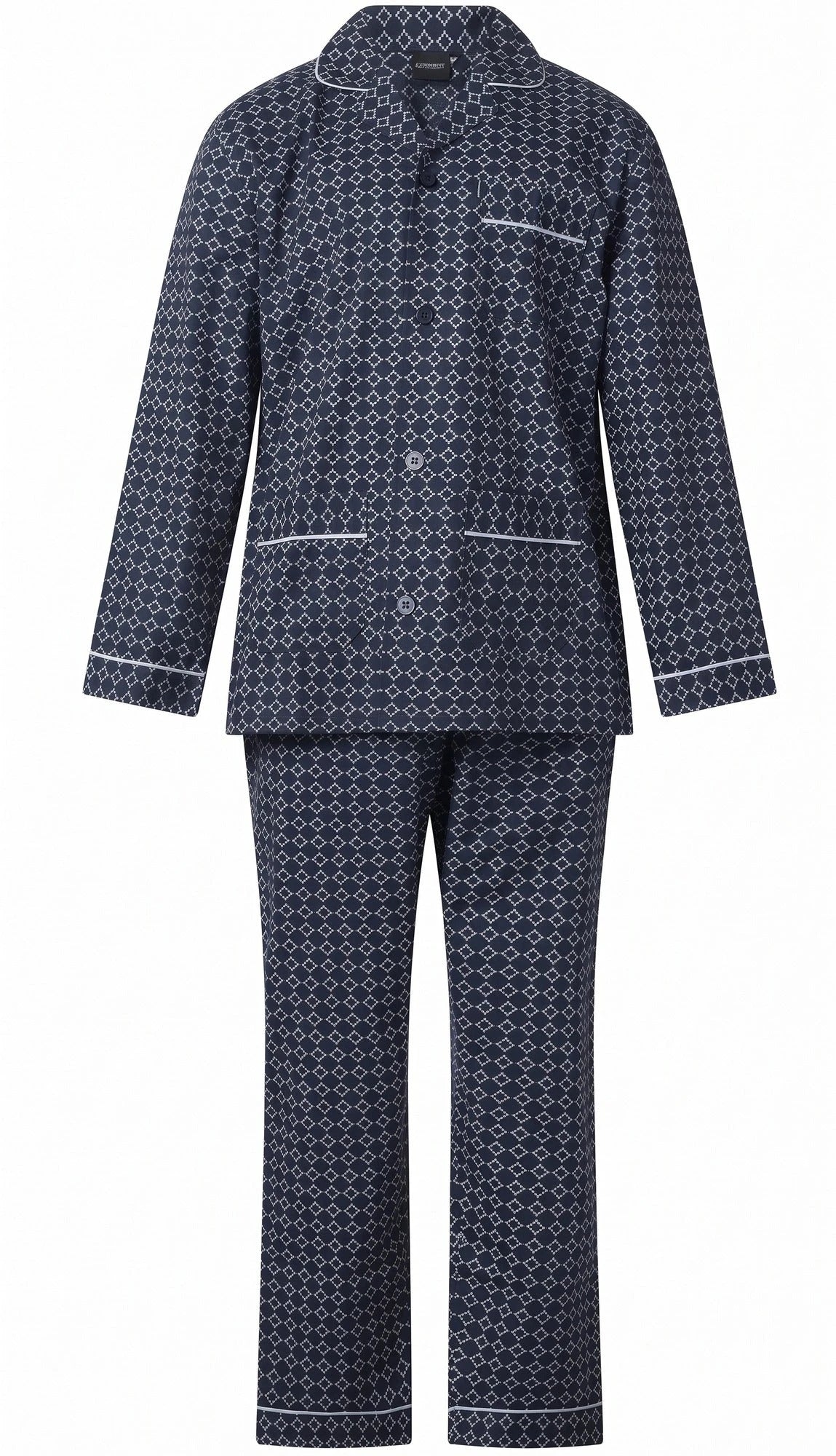 Arend Gentlemen katoenen heren pyjama met knoopsluiting - Blauw