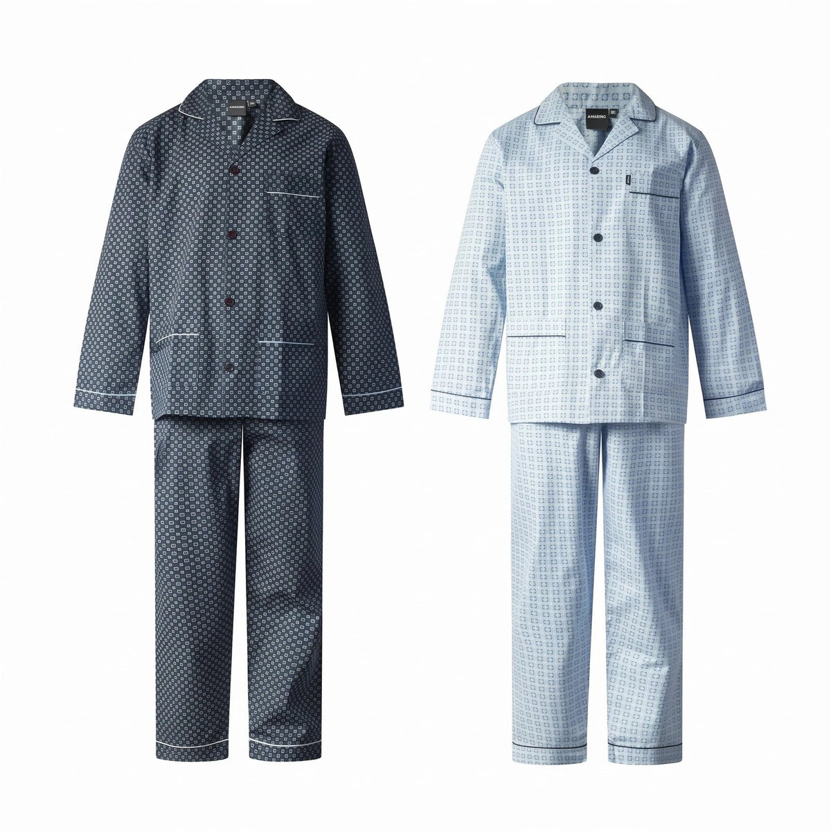 Arend Gentlemen katoenen heren pyjama met knoopsluiting - Blauw