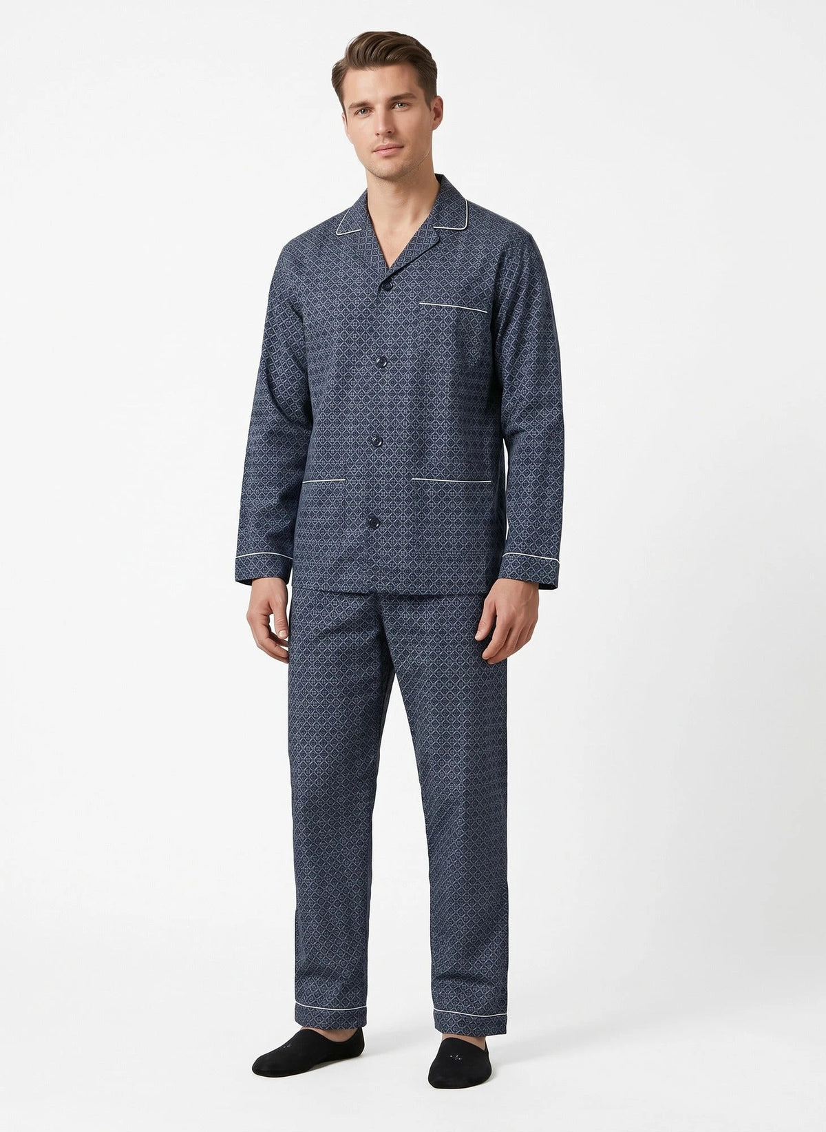 Arend Gentlemen katoenen heren pyjama met knoopsluiting - Poplin
