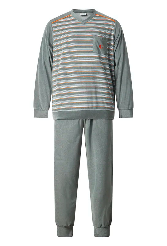 Arend Gentlemen Warme heren pyjama badstof - Green