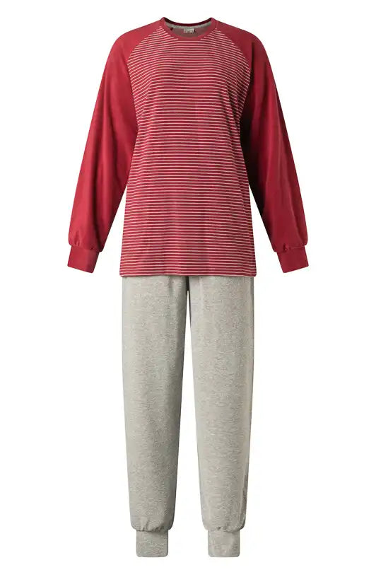Arend Lunatex badstof dames pyjama - Lange mouwen - Winter Streep
