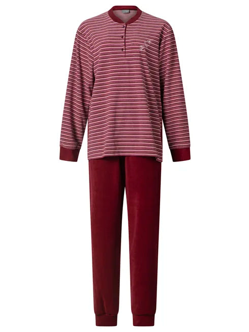 Arend Lunatex badstof dames pyjama - Streep - Warme winter pyjama