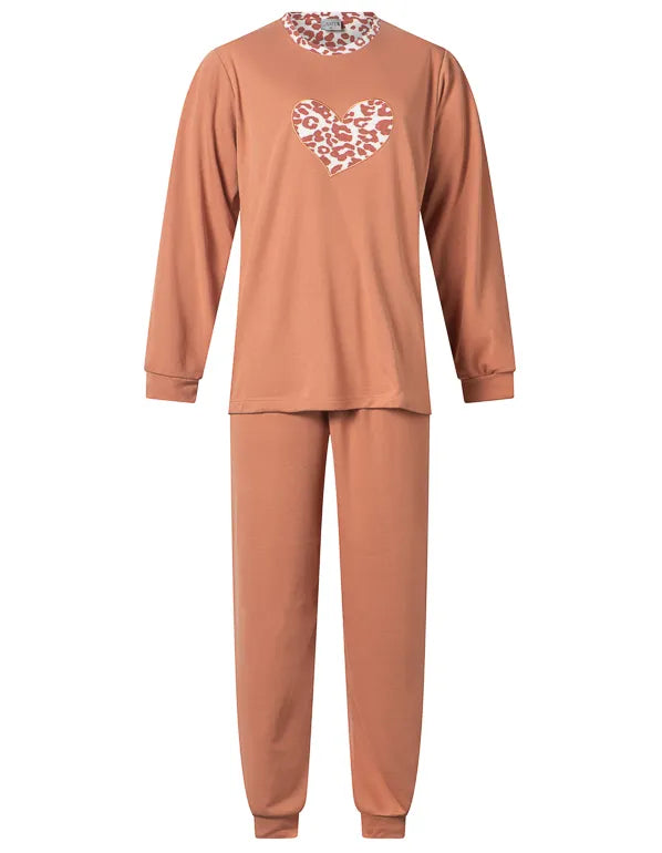 Arend Lunatex dikke tricot dames pyjama - Lange mouwen - Heart