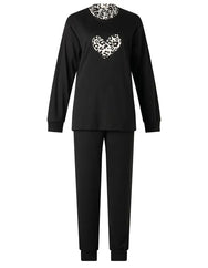 Arend Lunatex dikke tricot dames pyjama - Lange mouwen - Heart