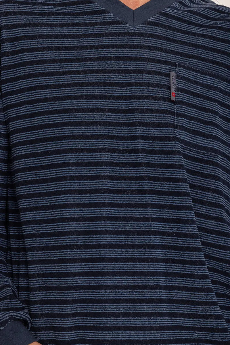Arend Outfitter Badstof heren pyjama - Dark stripe