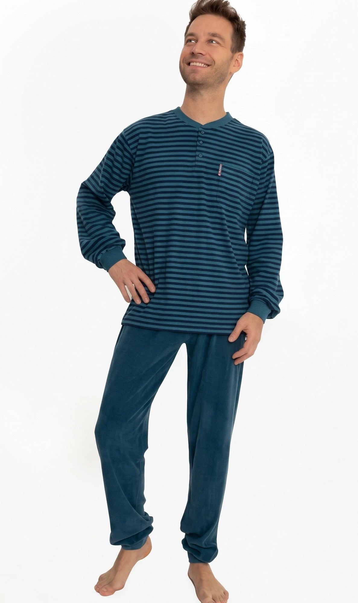 Arend Outfitter Badstof heren pyjama - Dark stripe