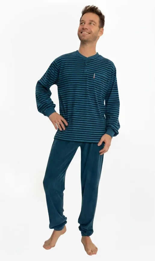 Arend Outfitter Badstof heren pyjama - Dark stripe