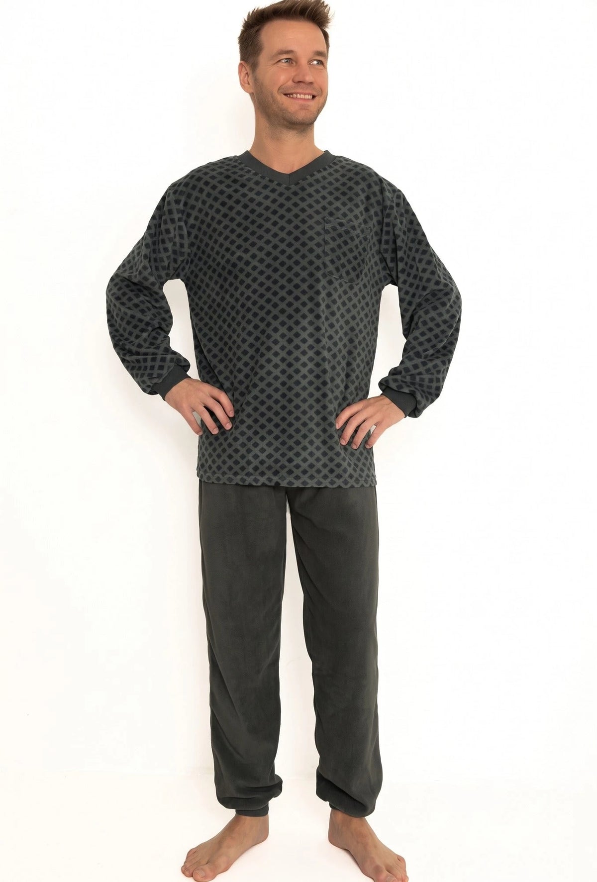 Arend Outfitter Fleece heren pyjama - Squares