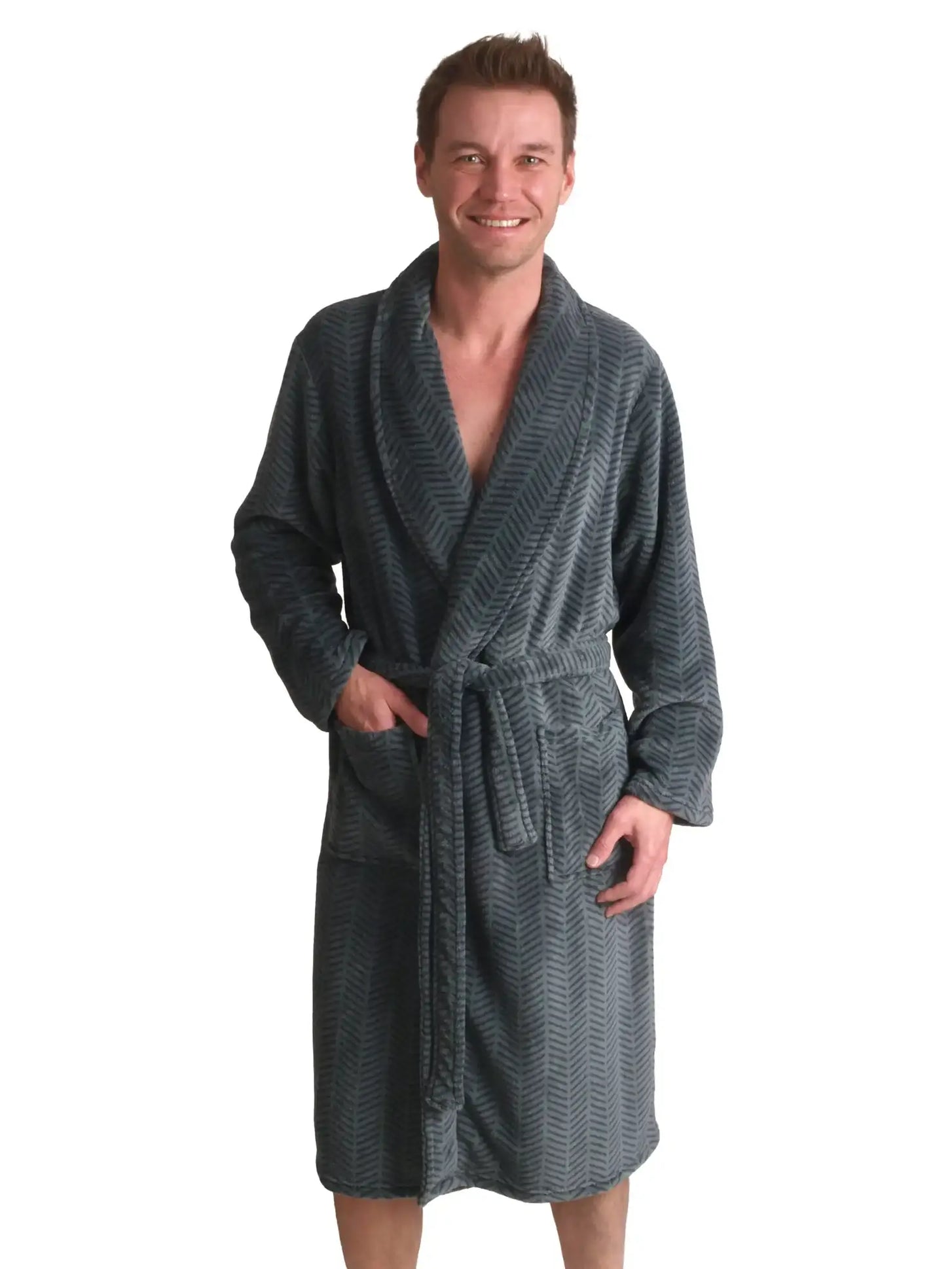 Arend Outfitter heren Fleece Badjas - Winter Stripe