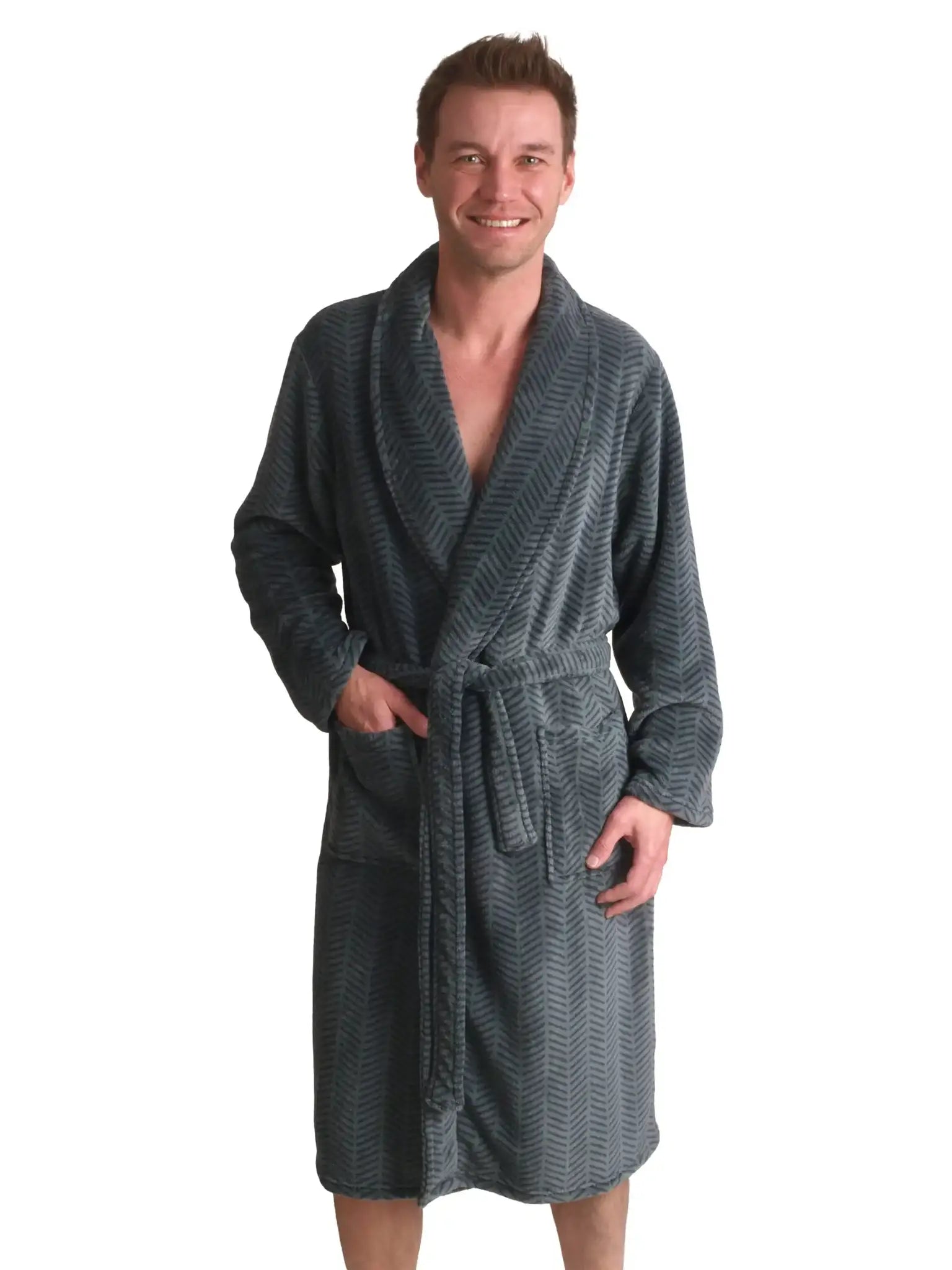 Arend Outfitter heren Fleece Badjas - Winter Stripe