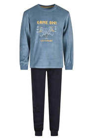 Arend Outfitter velours jongens pyjama - Game on Winter