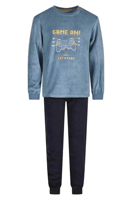 Arend Outfitter velours jongens pyjama - Game on Winter