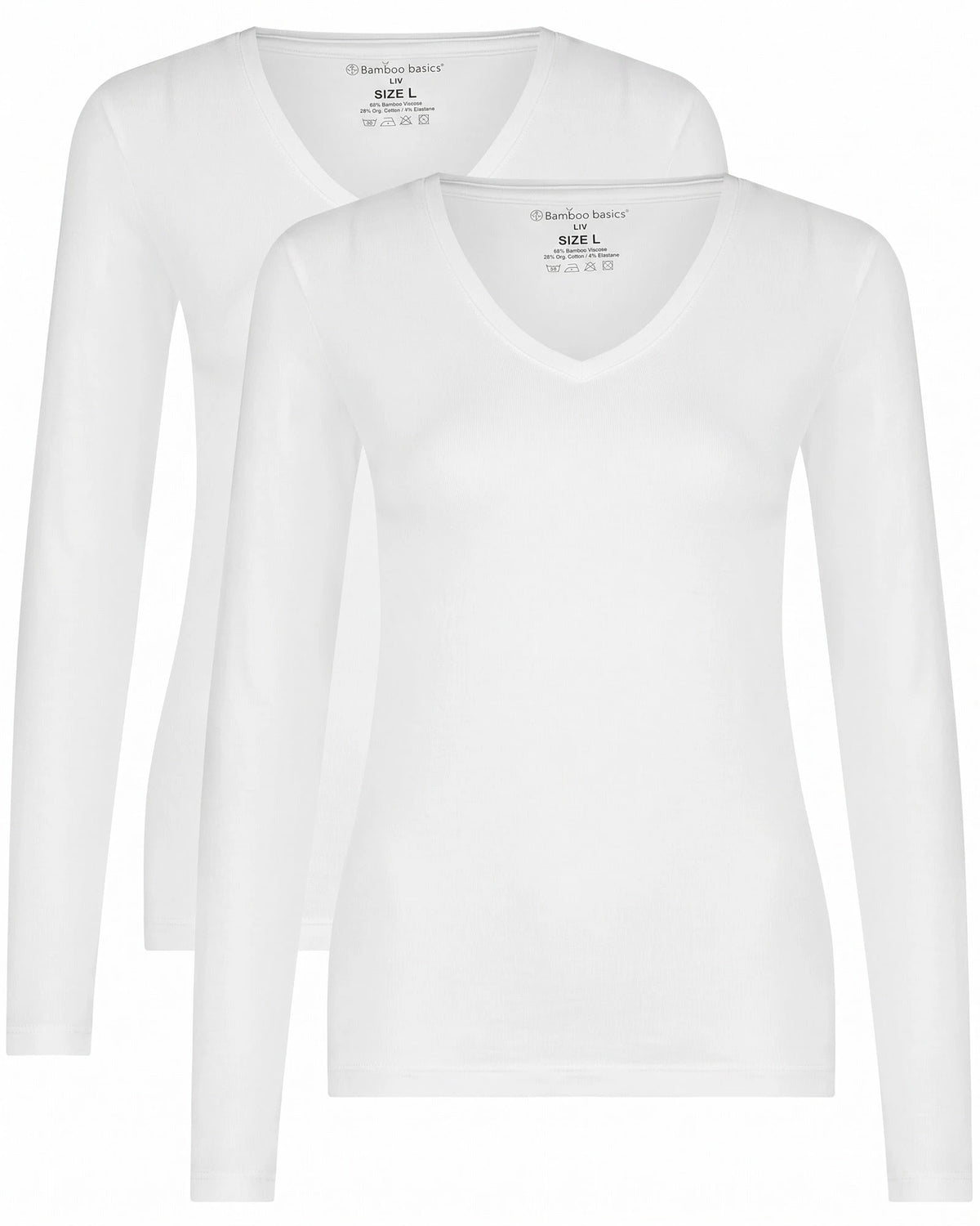 Bamboobasics Bamboo Basics 2-pak dames shirts lange mouw V-hals - Liv