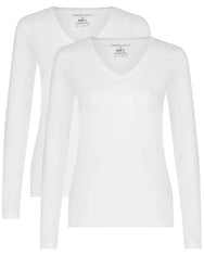 Bamboobasics Bamboo Basics 2-pak dames shirts lange mouw V-hals - Liv