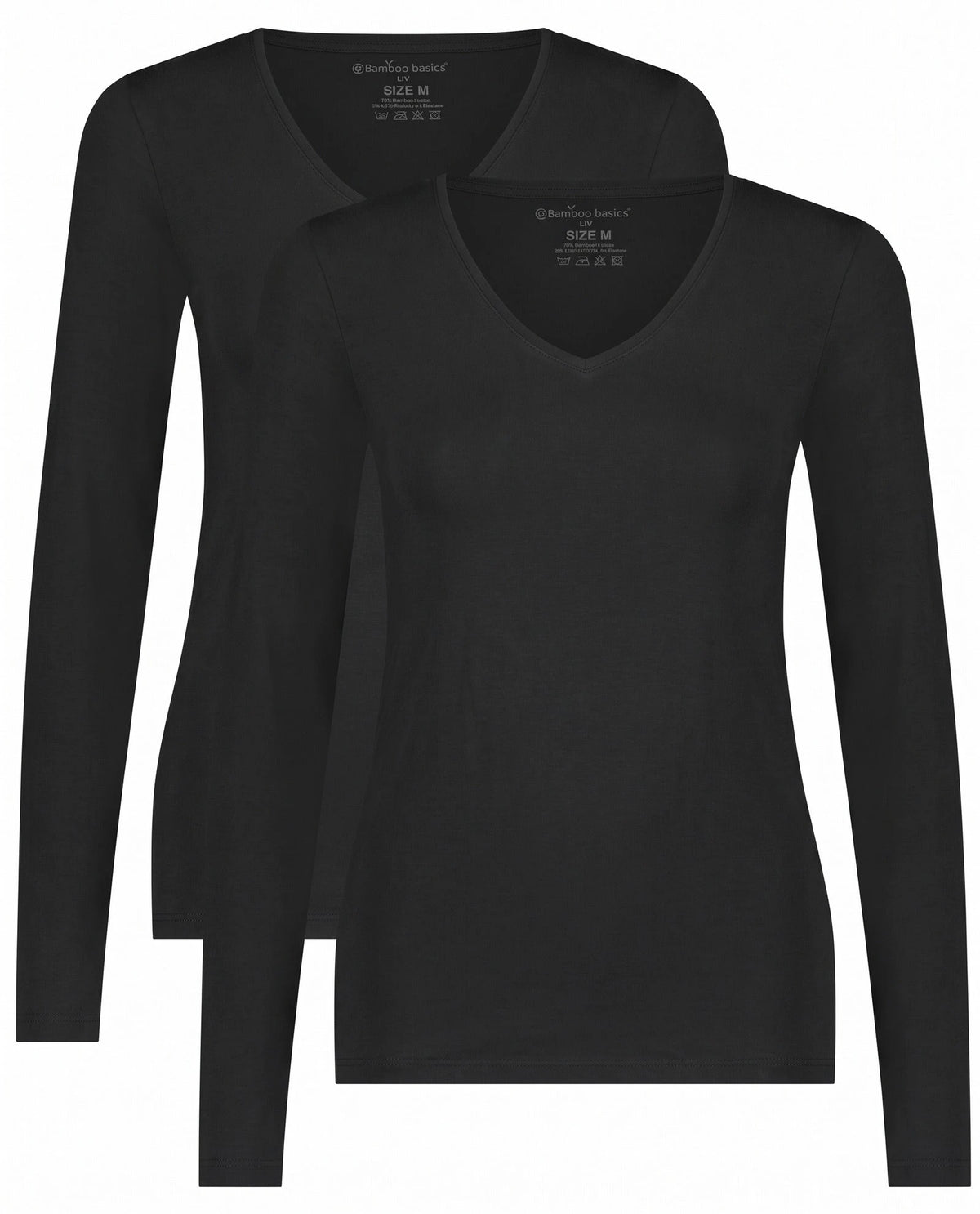 Bamboobasics Bamboo Basics 2-pak dames shirts lange mouw V-hals - Liv