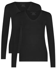 Bamboobasics Bamboo Basics 2-pak dames shirts lange mouw V-hals - Liv